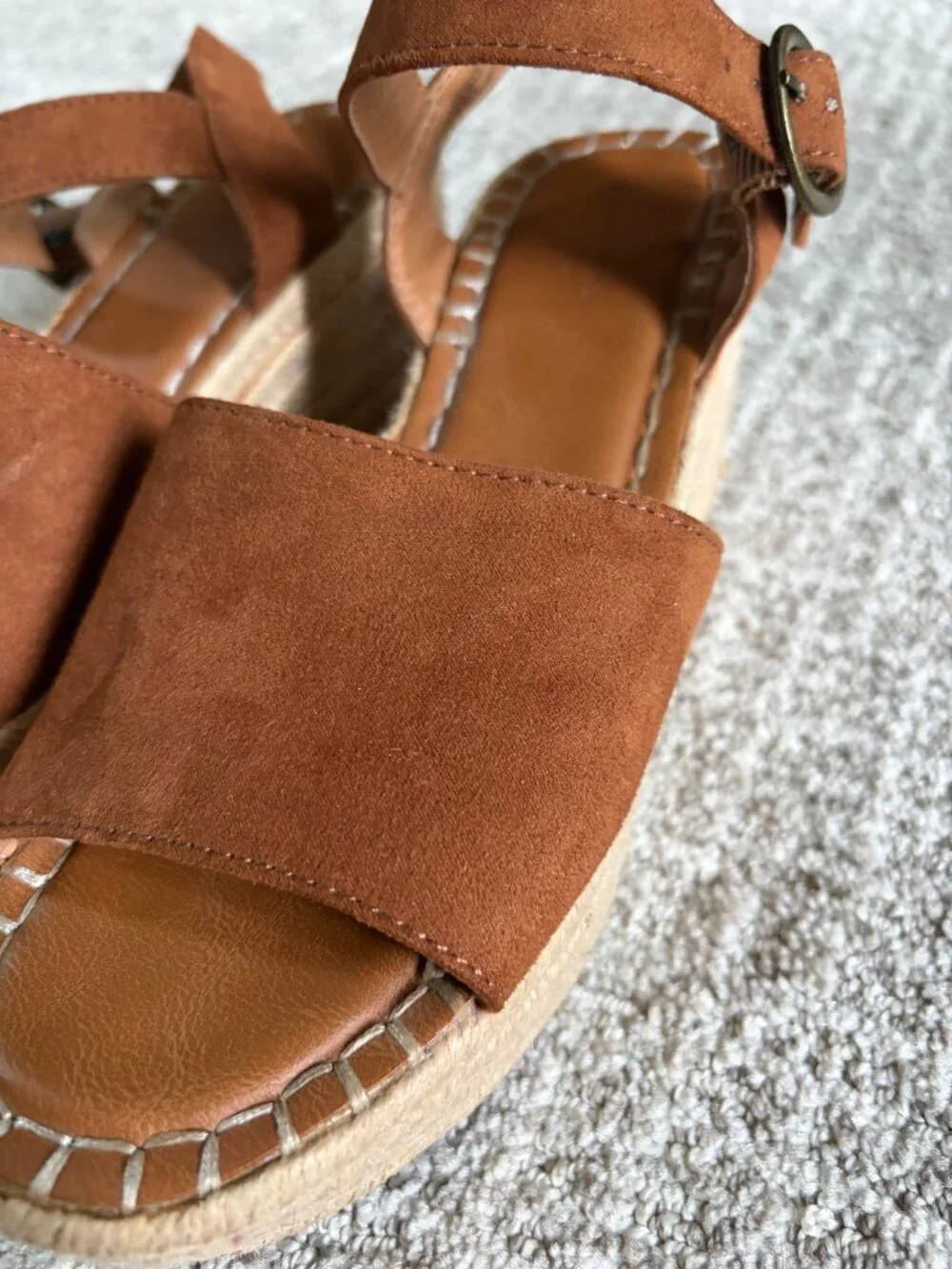Universal Thread Morgan Cognac Brown Espadrille Wedge Sandal-Size 7